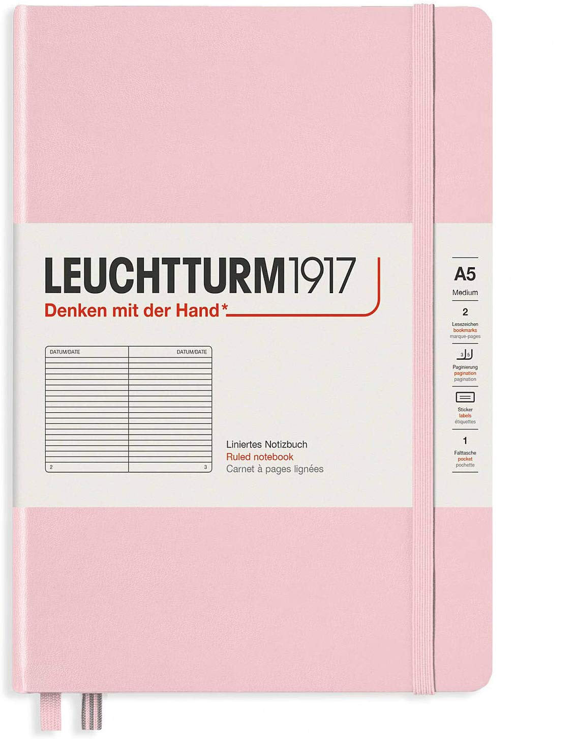 CAIET A5 DICTANDO COPERTA RIGIDA ROZ PASTEL LEUCHTTURM CAIET A5 DICTANDO COPERTA RIGIDA ROZ PASTEL LEUCHTTURM